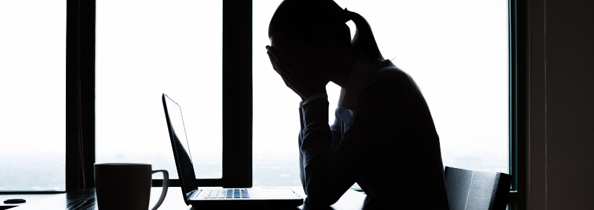 Mulher com depressão e stress