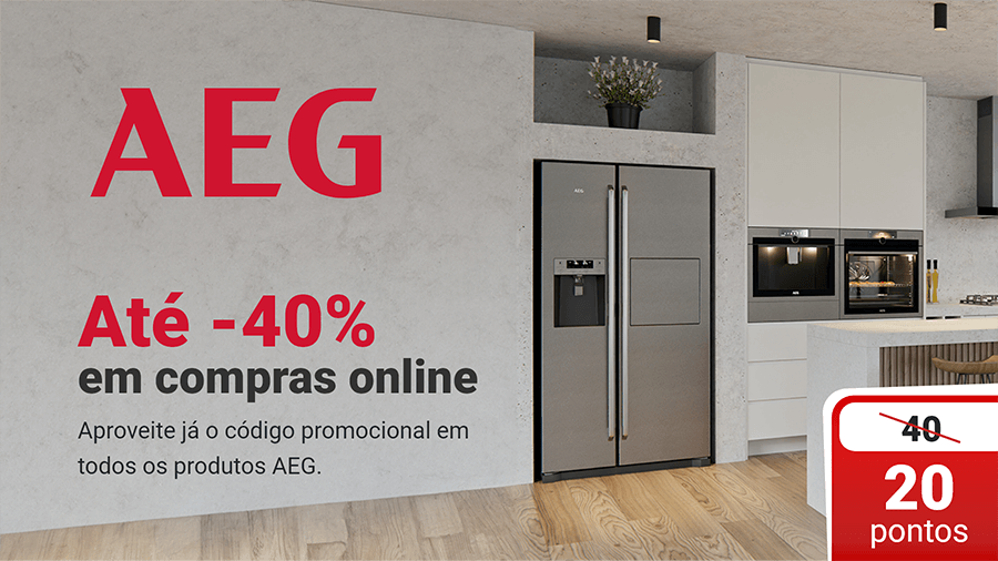 aeg, até 40% de desconto em todos os produtos