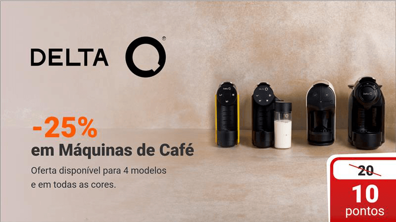 delta q, desconto de 25% em máquinas de café