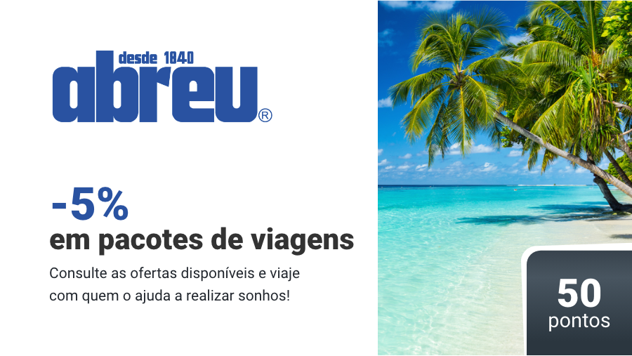 não perca o desconto de 5% em promoções e ofertas viagens abreu