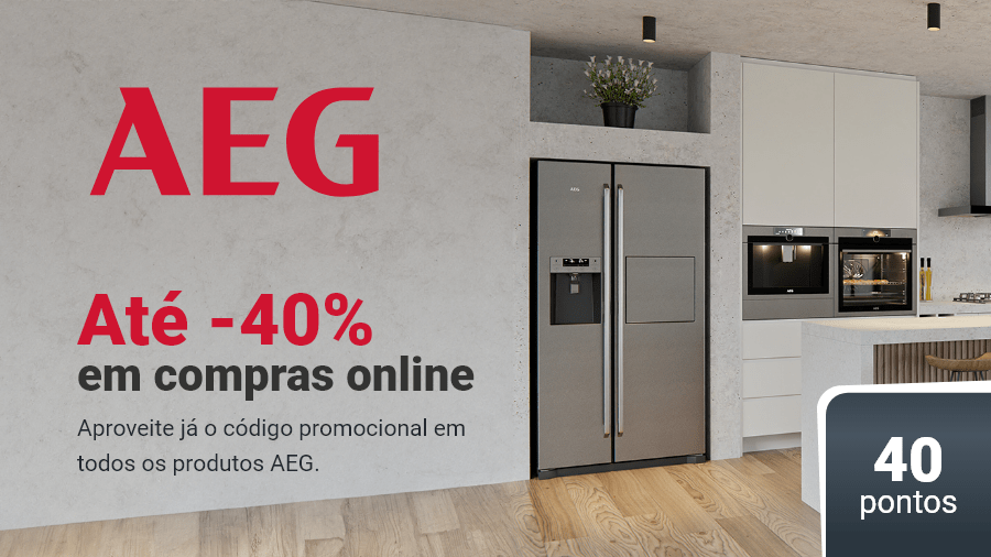 aeg, até 40% de desconto em todos os produtos