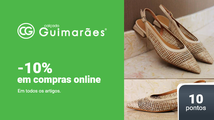 calçado guimarães, não perca 10% de desconto em compras online
