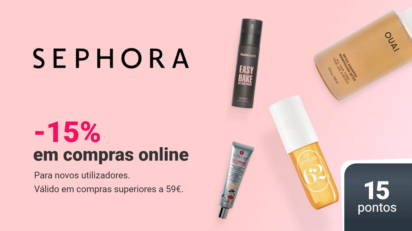 sephora, 15% de desconto em compras online