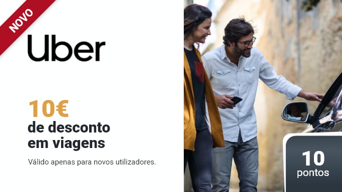 uber, aproveite 10€ em viagens