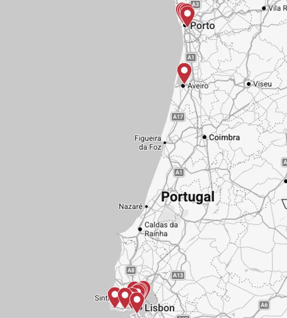Mapa das localidades das clínicas Médislo9