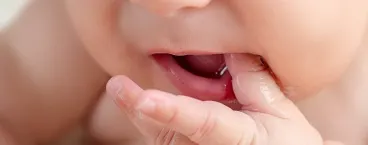 bebé com os dedos na boca