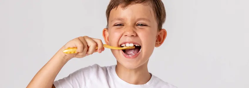 menino a escovar os dentes